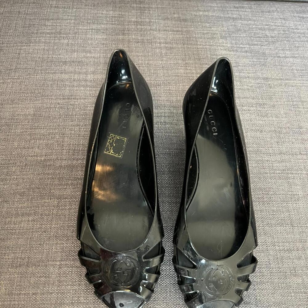 Vintage Gucci Black Jelly Wedge - Picture 2 of 8